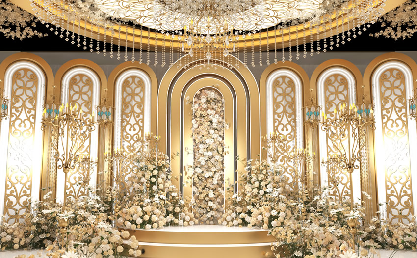 路桥香槟色调婚礼堂效果展示